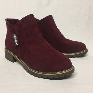 NEW Ankle Booties Zip Up Maroon